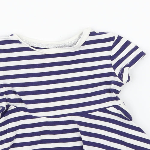F&F Girls Blue Striped Jersey Skater Dress  Size 12-18 Months