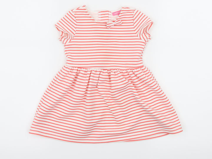 Young Dimension Girls Pink Striped Jersey Skater Dress  Size 12-18 Months