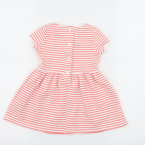Young Dimension Girls Pink Striped Jersey Skater Dress  Size 12-18 Months