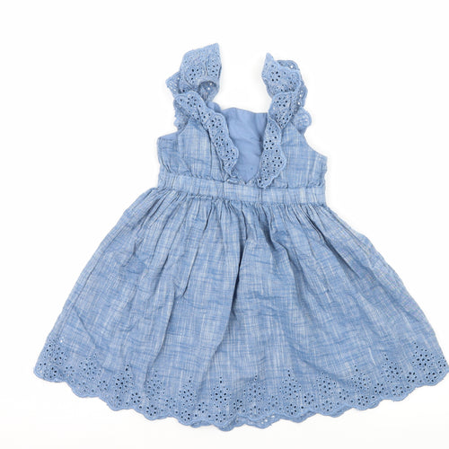 Mothercare Girls Blue   Skater Dress  Size 12-18 Months