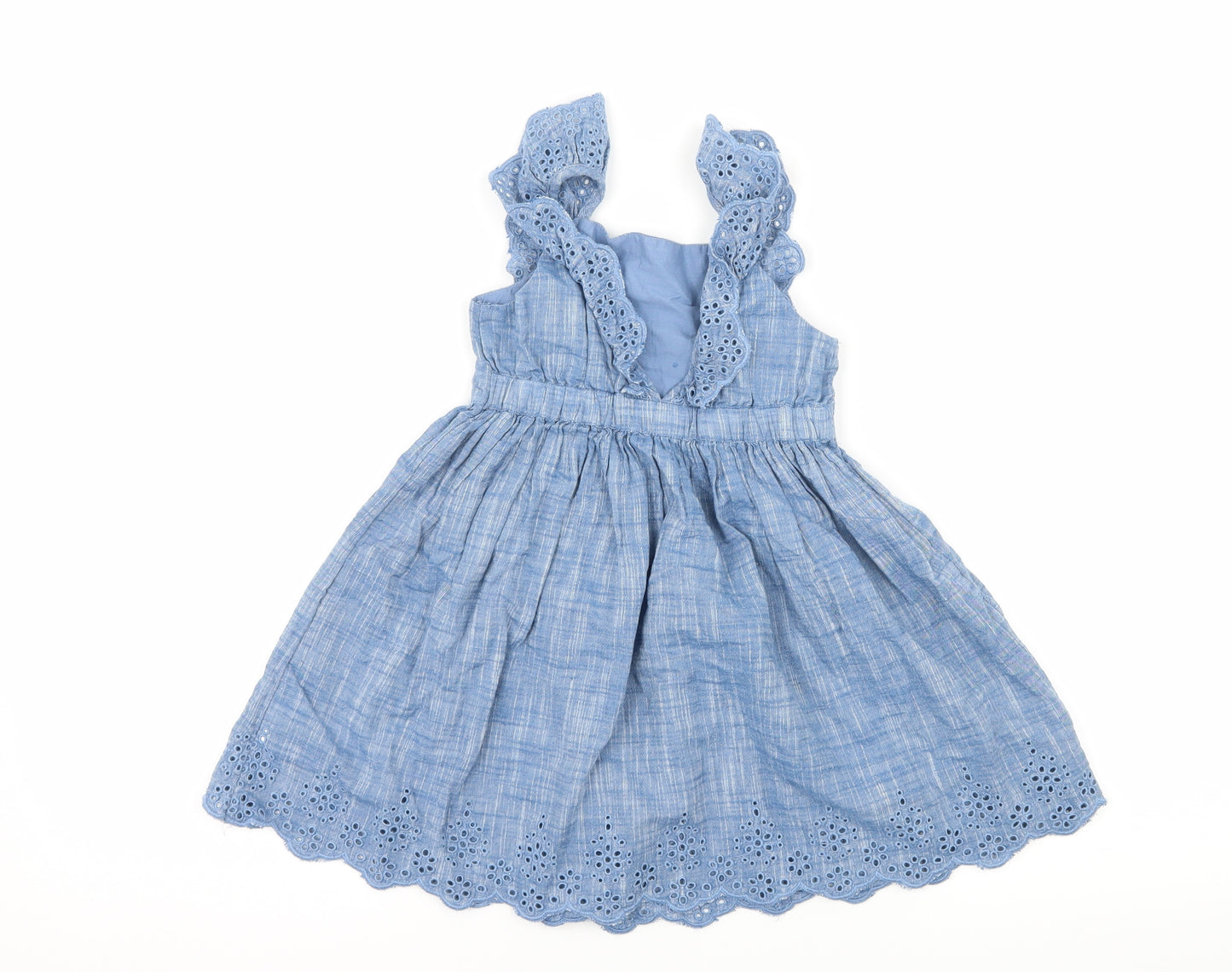 Mothercare Girls Blue   Skater Dress  Size 12-18 Months