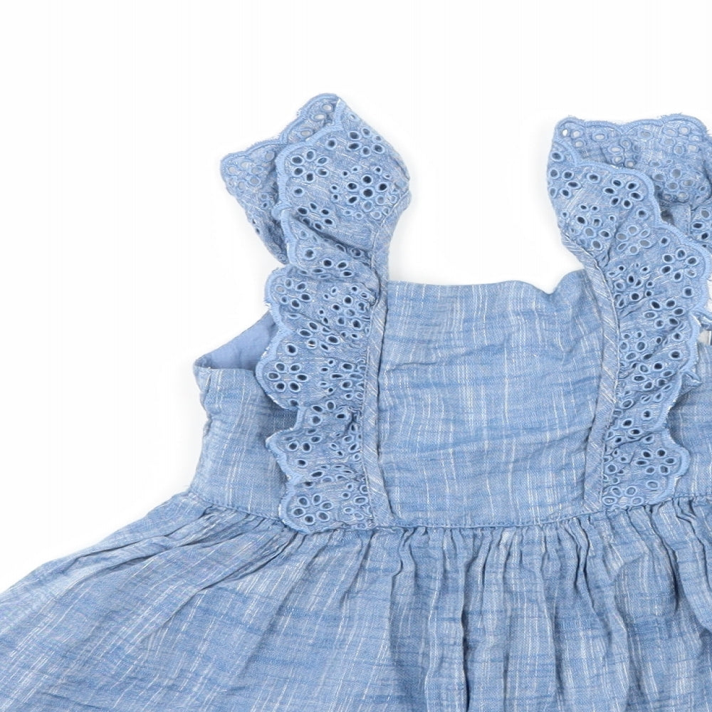 Mothercare Girls Blue   Skater Dress  Size 12-18 Months