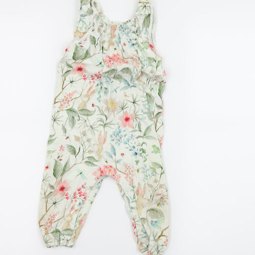 NEXT Girls Ivory Floral Jersey Romper One-Piece Size 12-18 Months
