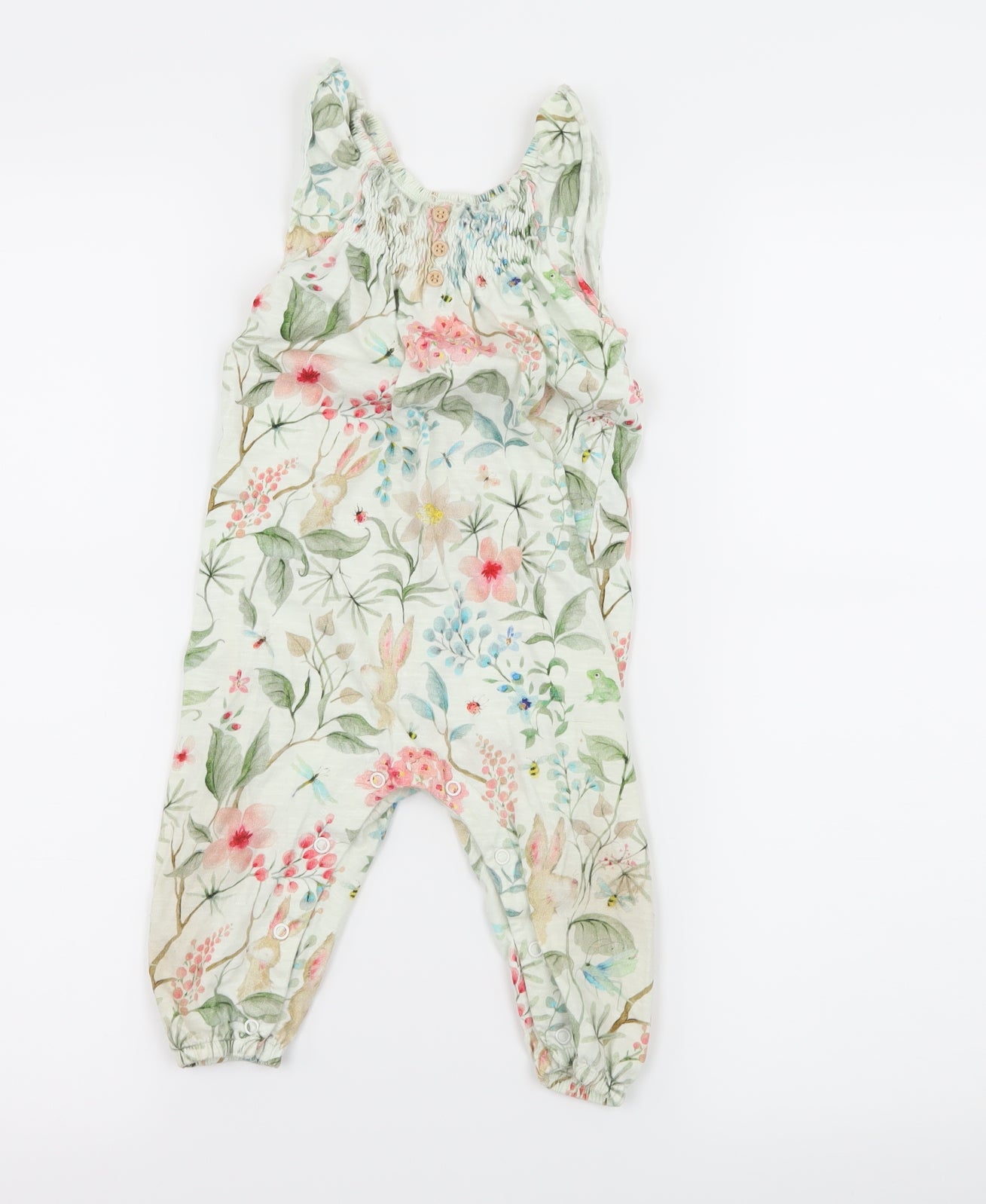 NEXT Girls Ivory Floral Jersey Romper One-Piece Size 12-18 Months