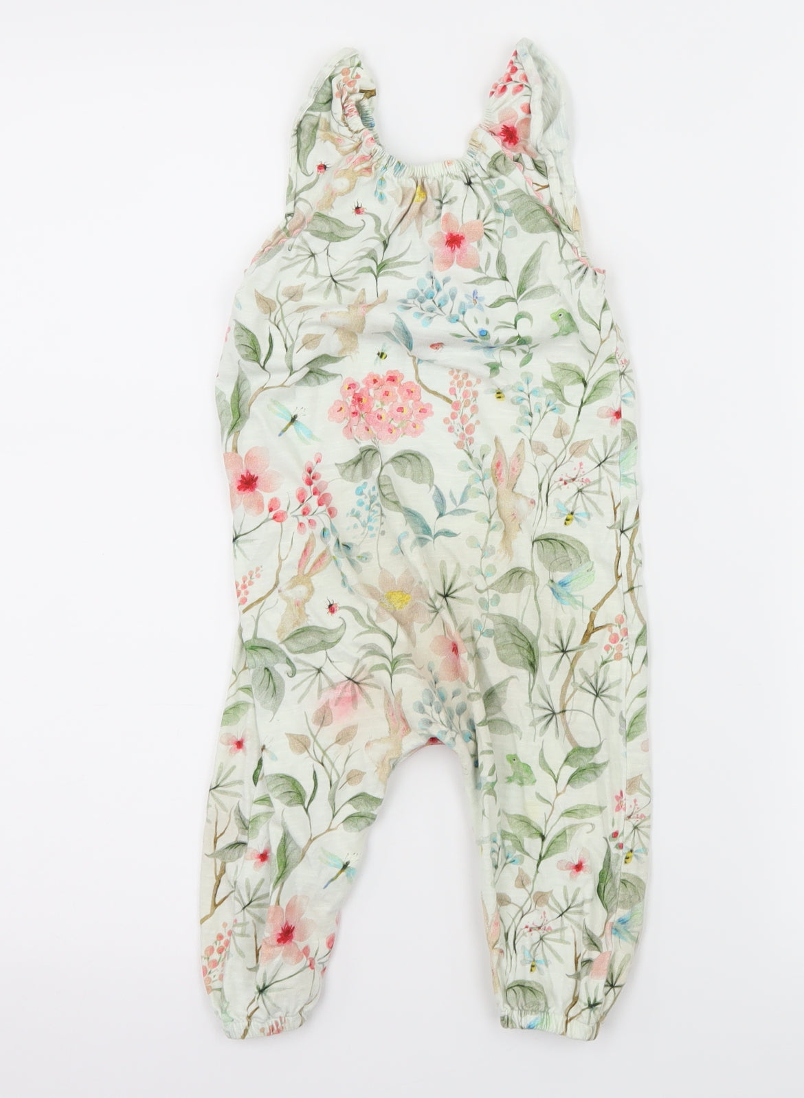 NEXT Girls Ivory Floral Jersey Romper One-Piece Size 12-18 Months