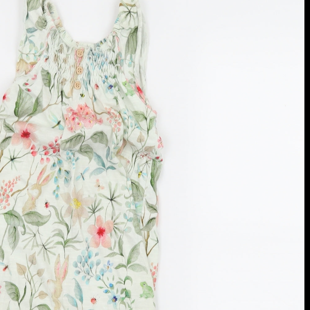 NEXT Girls Ivory Floral Jersey Romper One-Piece Size 12-18 Months