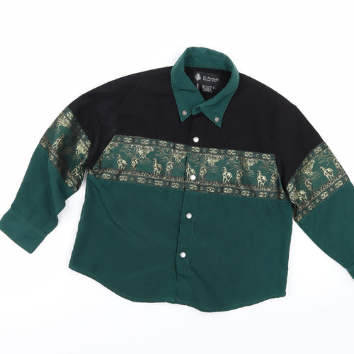 el norte no Boys Green Geometric   Button-Up Size L