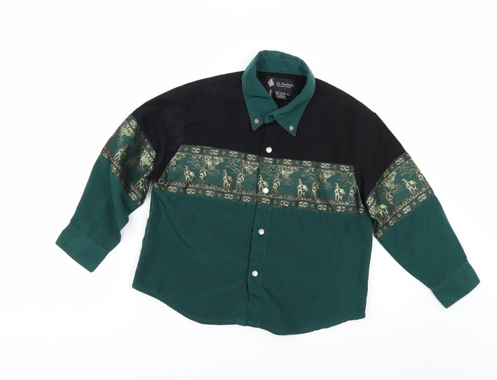el norte no Boys Green Geometric Button-Up Size L