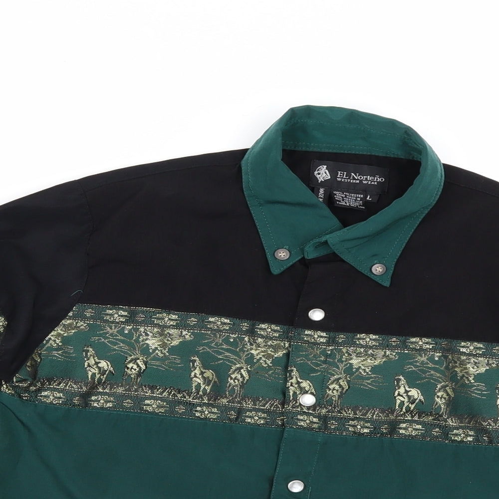 el norte no Boys Green Geometric   Button-Up Size L