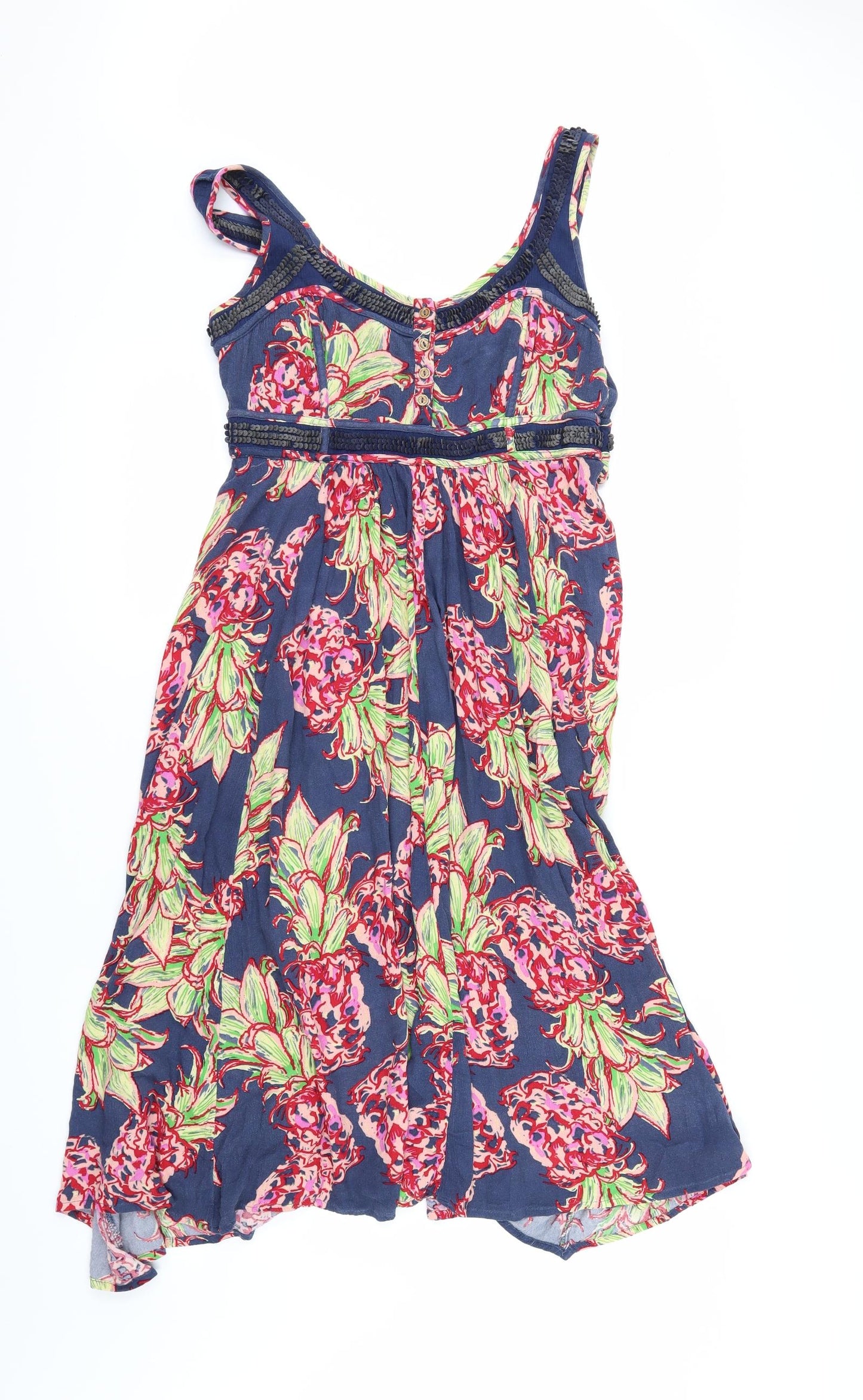 Debenhams Womens Blue Floral  Fit & Flare  Size 10