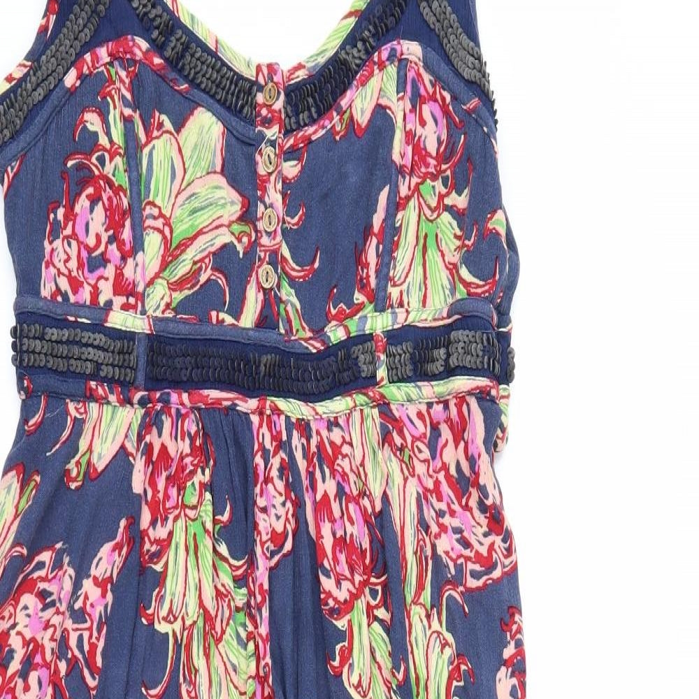 Debenhams Womens Blue Floral  Fit & Flare  Size 10