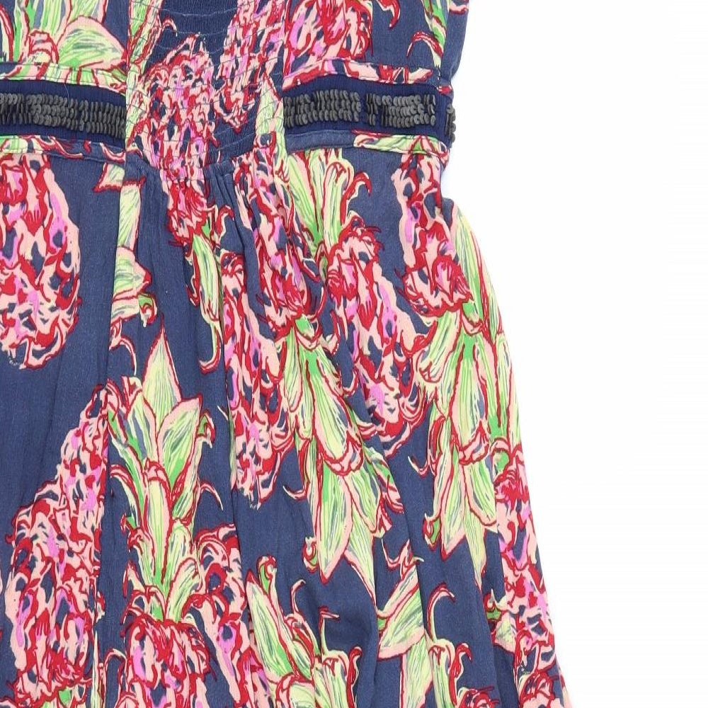 Debenhams Womens Blue Floral  Fit & Flare  Size 10