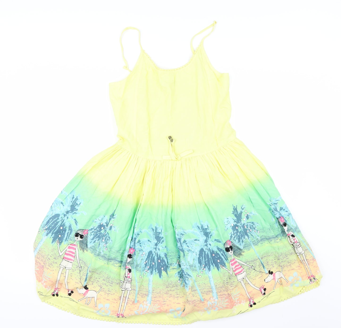 George Girls Yellow Geometric  Fit & Flare  Size 13-14 Years