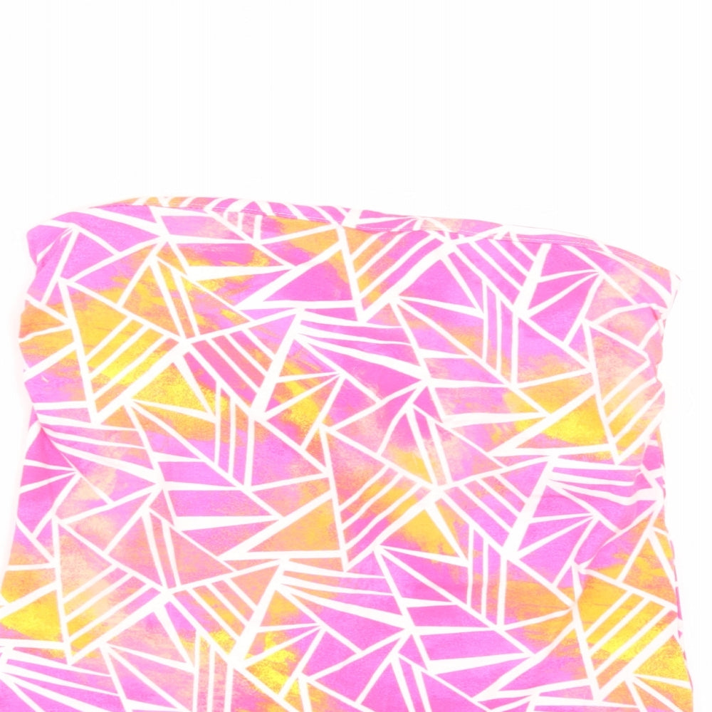 Papaya Womens Multicoloured Geometric  Basic T-Shirt Size 12  - Strapless