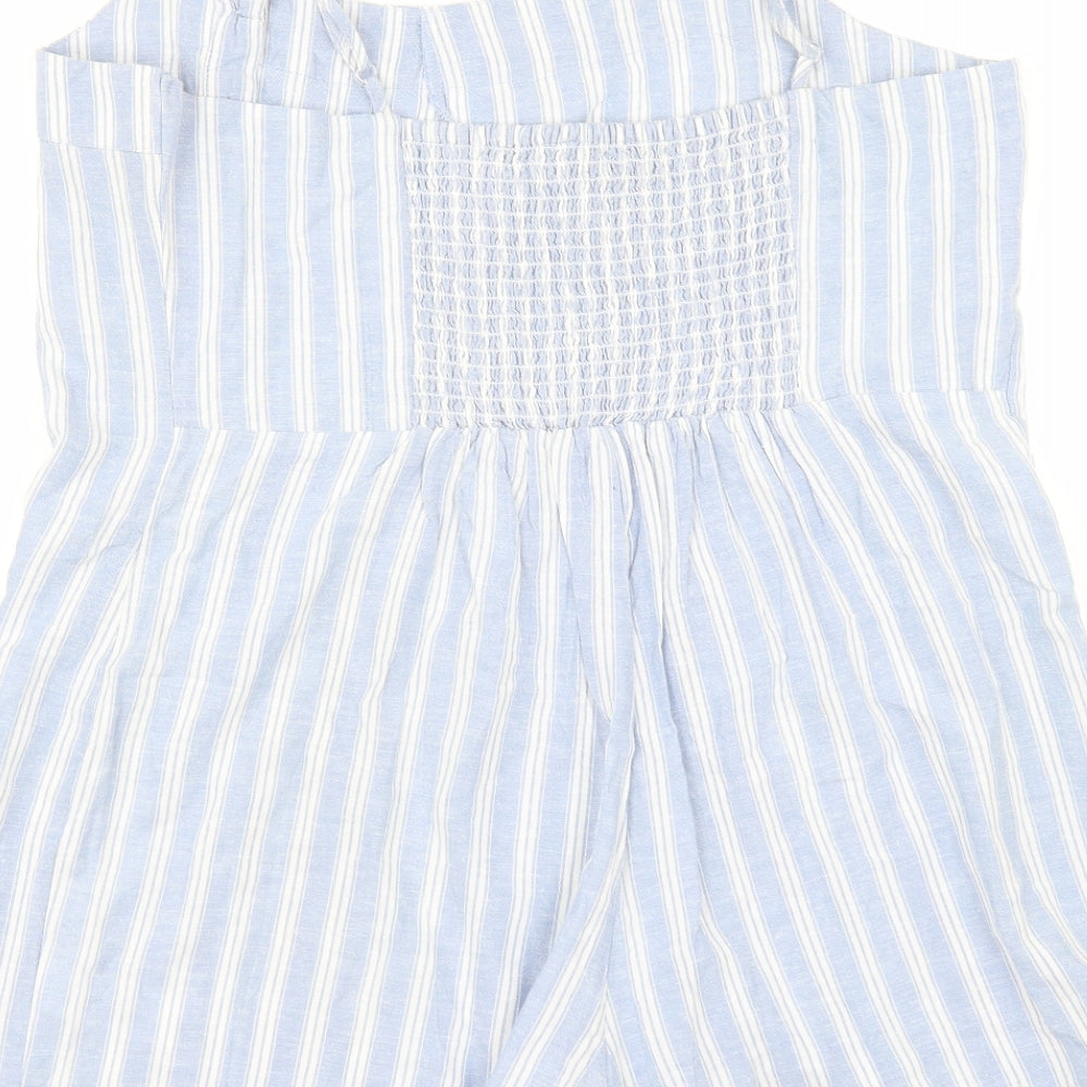 Primark Womens Blue Striped  Playsuit One-Piece Size 14