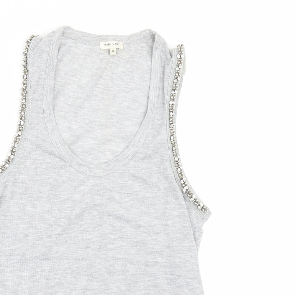 River Island Womens Grey   Basic T-Shirt Size 8