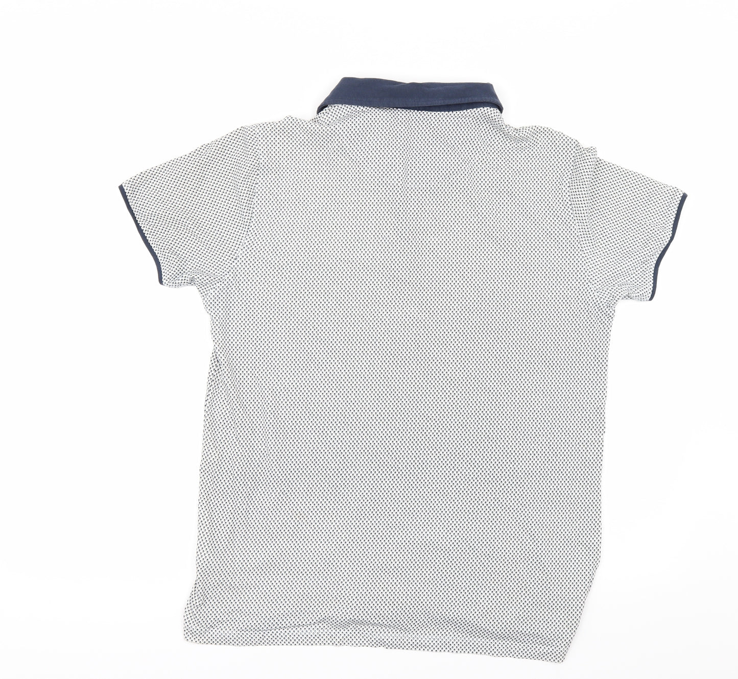 Matalan Mens White Geometric   Polo Size M