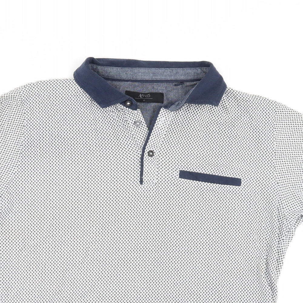 Matalan Mens White Geometric   Polo Size M