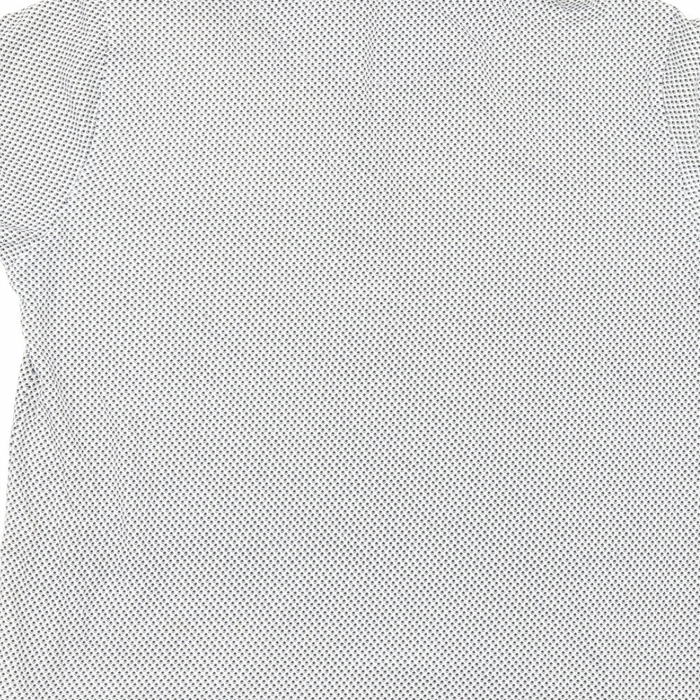 Matalan Mens White Geometric   Polo Size M