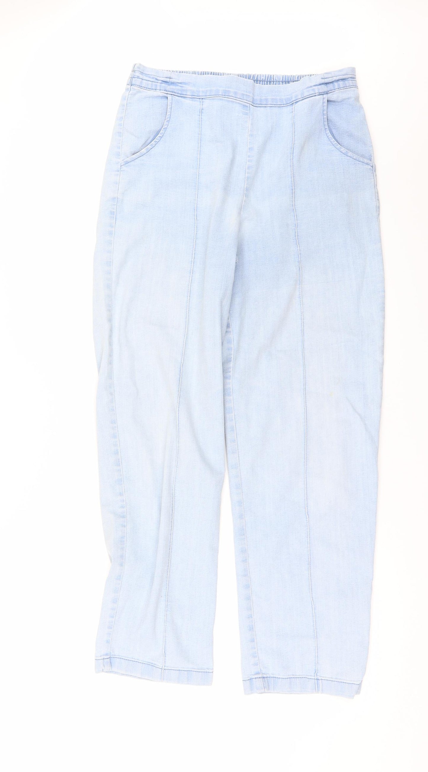 Avenue Womens Blue  Denim Wide-Leg Jeans Size M L29 in
