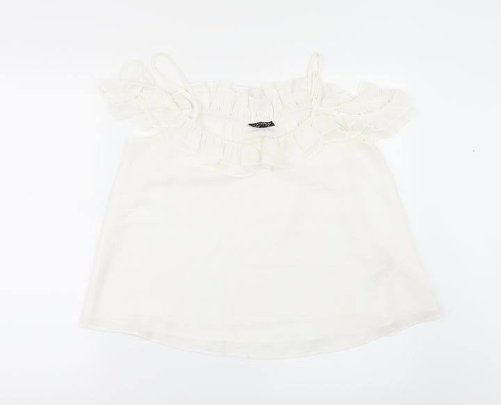 Topshop Womens White Tunic Blouse Size 12