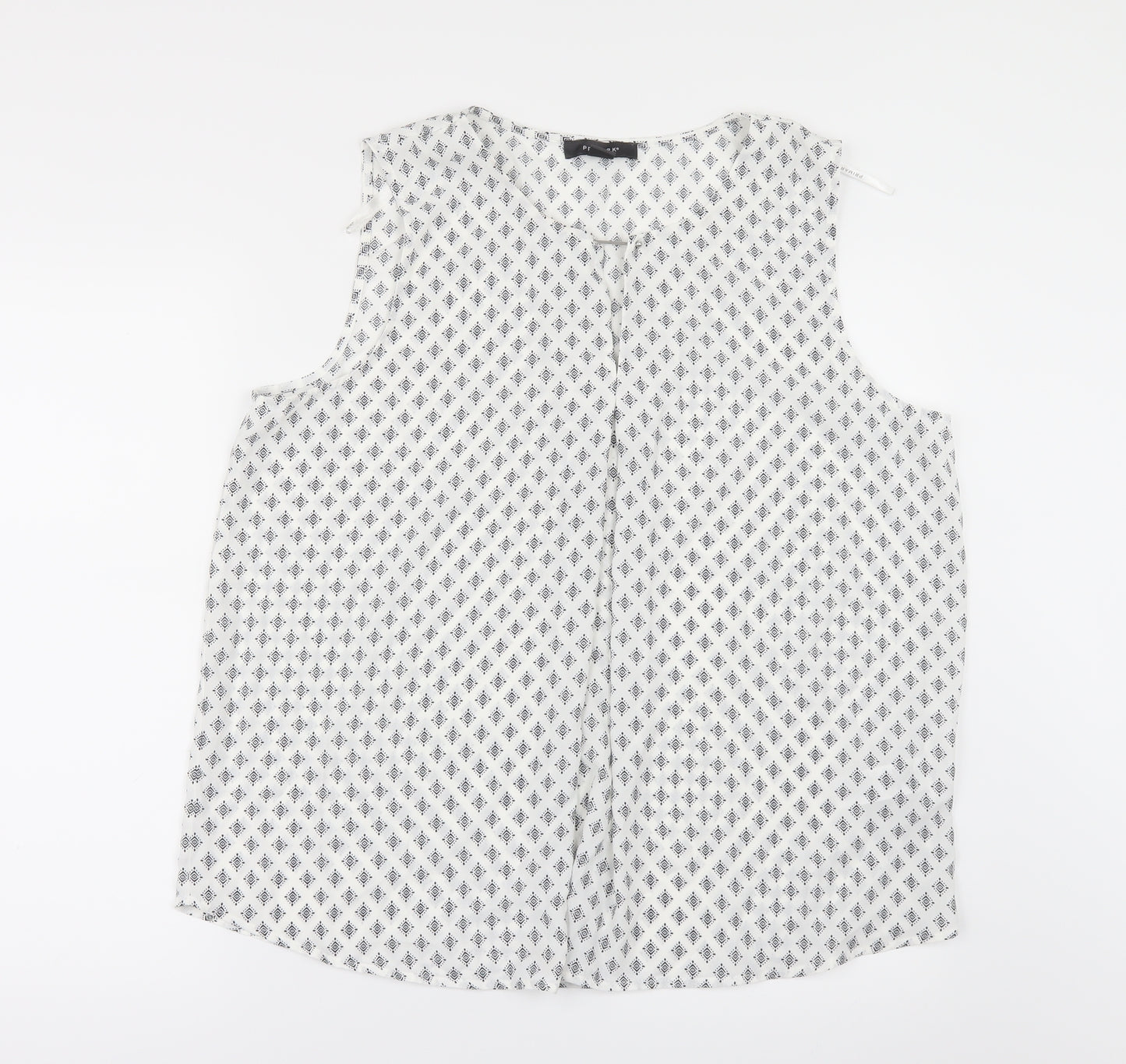 Primark Womens White Geometric  Tunic Blouse Size 18