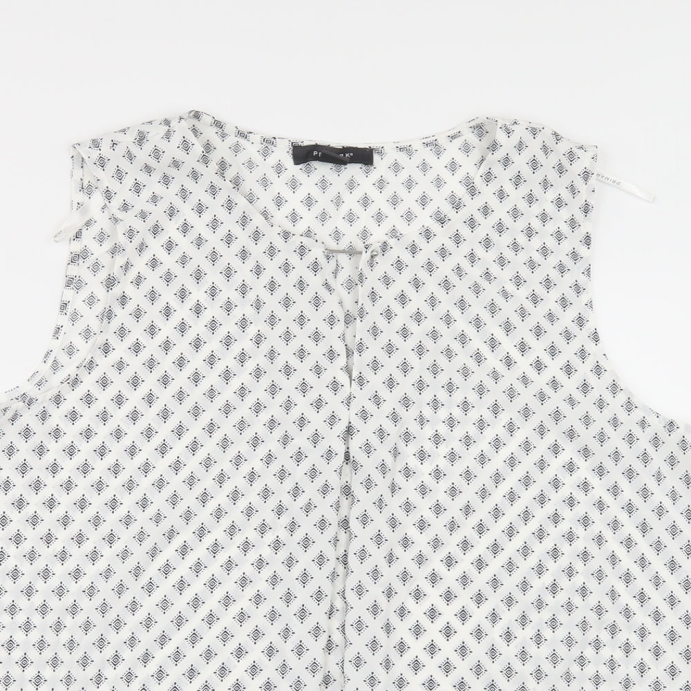 Primark Womens White Geometric  Tunic Blouse Size 18