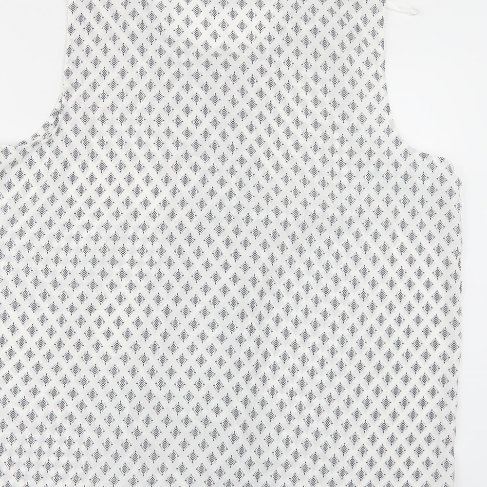 Primark Womens White Geometric  Tunic Blouse Size 18