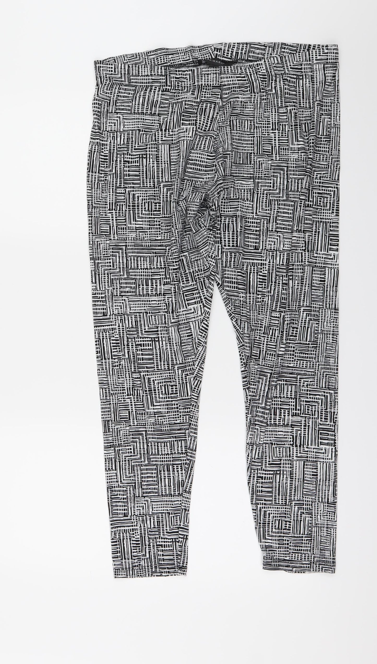 Primark Womens Black Geometric  Carrot Leggings Size L L26 in