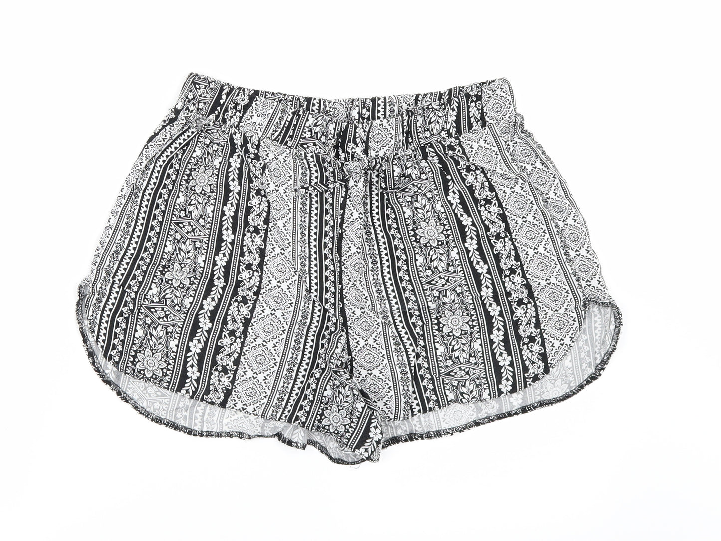 New Look Girls Black Geometric  Paperbag Shorts Size 15 Years