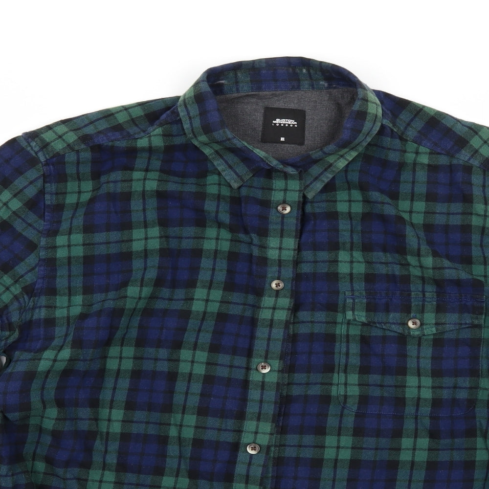 Burton Mens Green Check   Button-Up Size XL