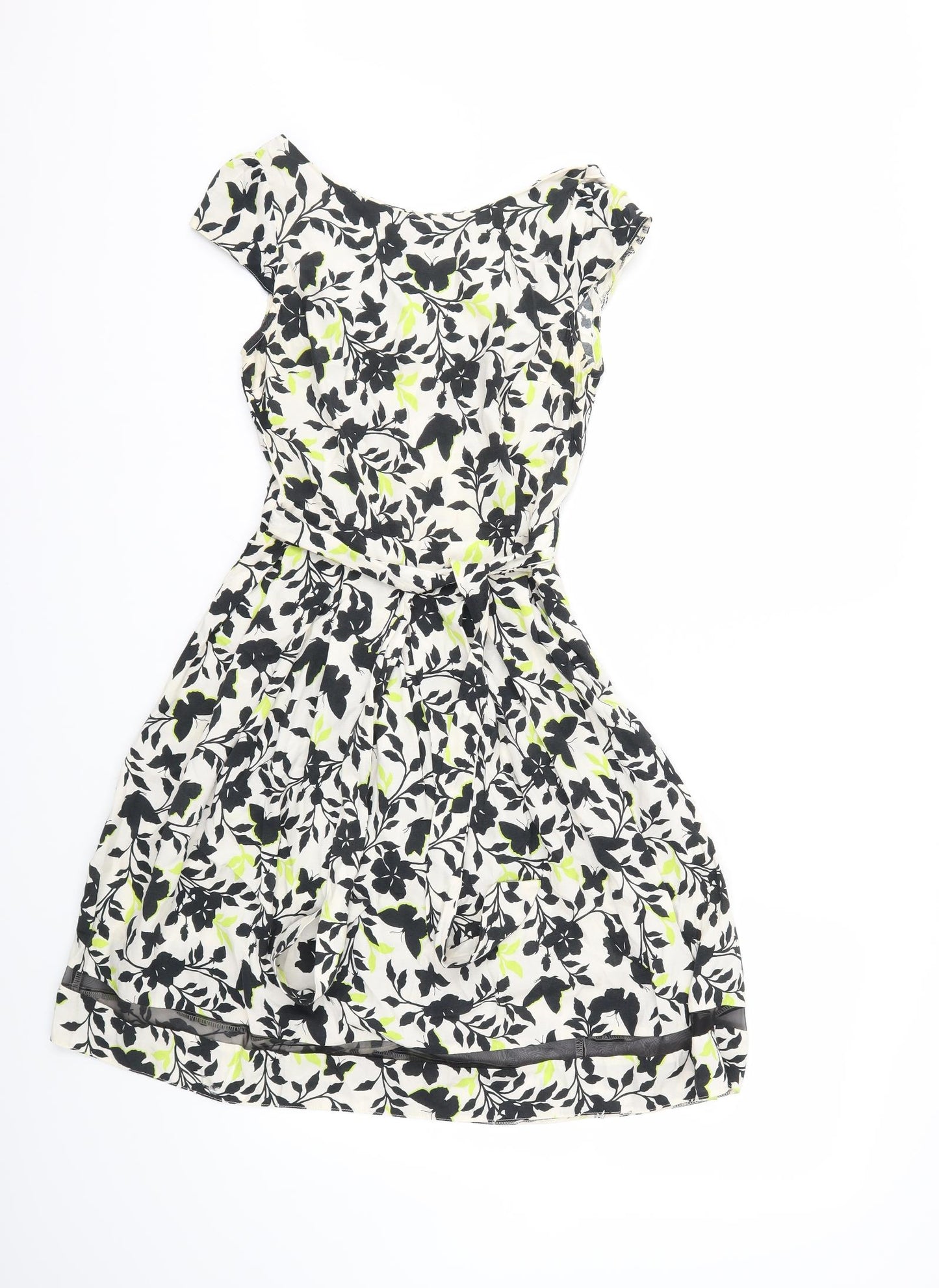 Dorothy Perkins Womens White Floral  Fit & Flare  Size 8