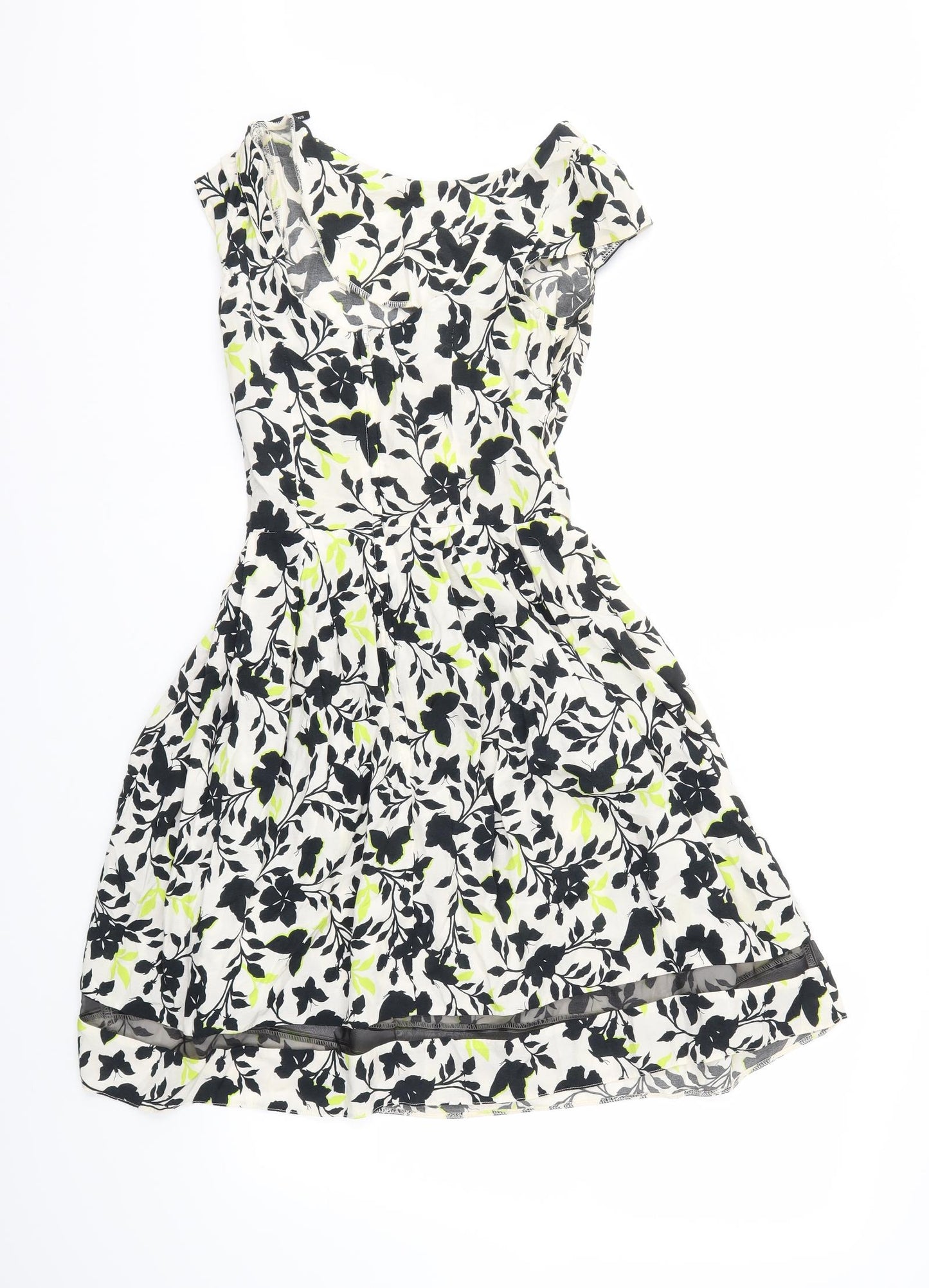 Dorothy Perkins Womens White Floral  Fit & Flare  Size 8