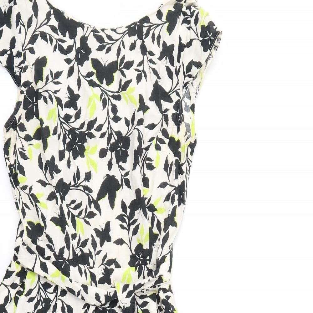 Dorothy Perkins Womens White Floral  Fit & Flare  Size 8