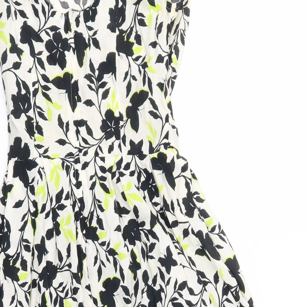 Dorothy Perkins Womens White Floral  Fit & Flare  Size 8
