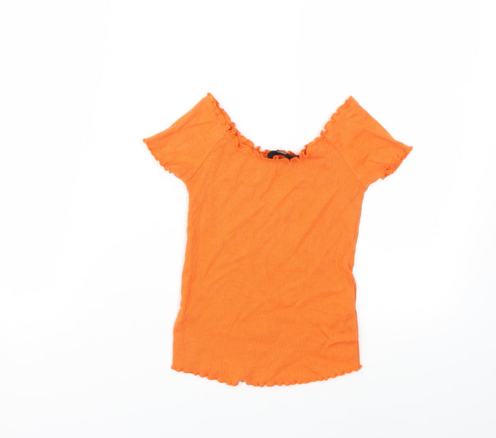 Topshop Womens Orange Basic T-Shirt Size 8