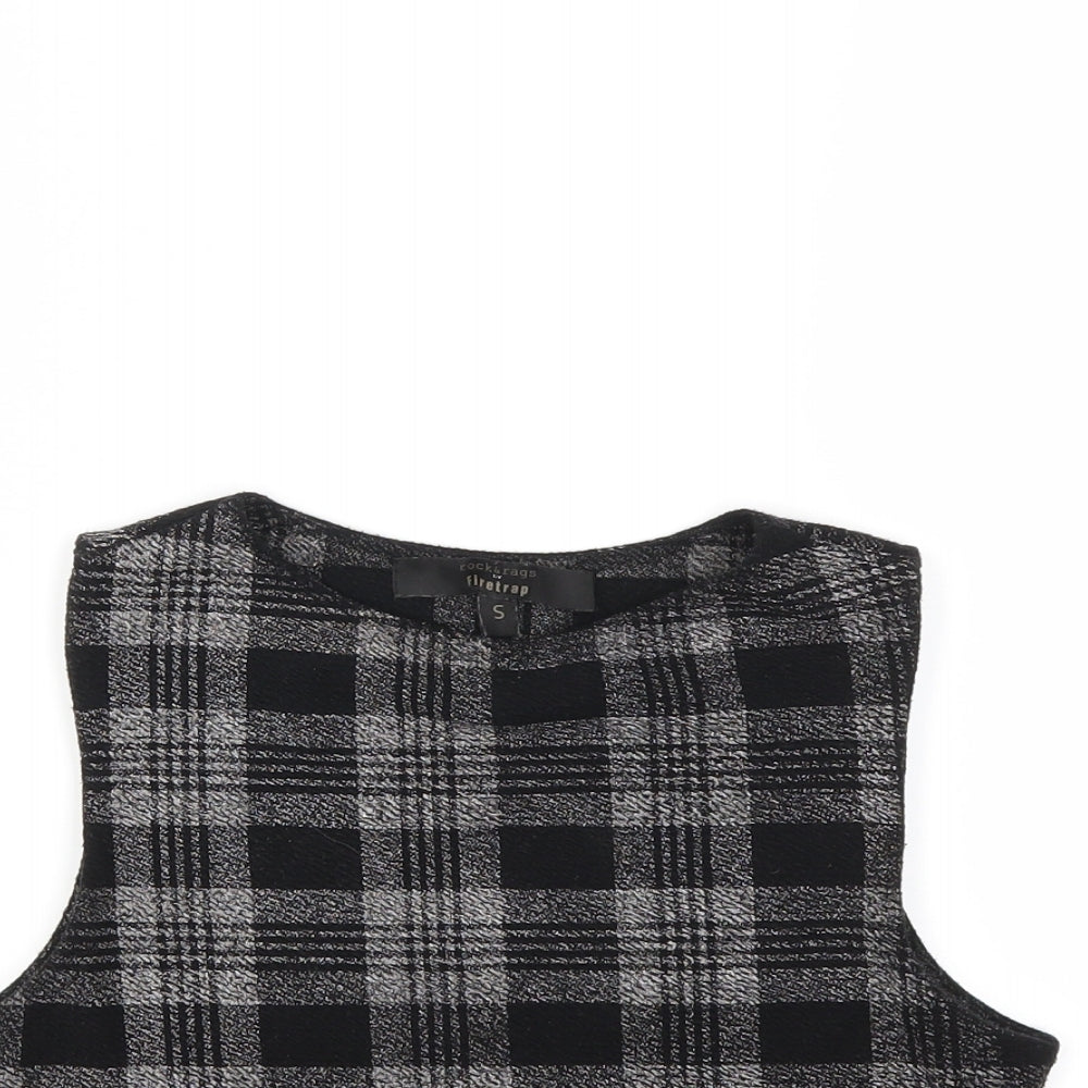 Firetrap Womens Black Check  Basic Tank Size S