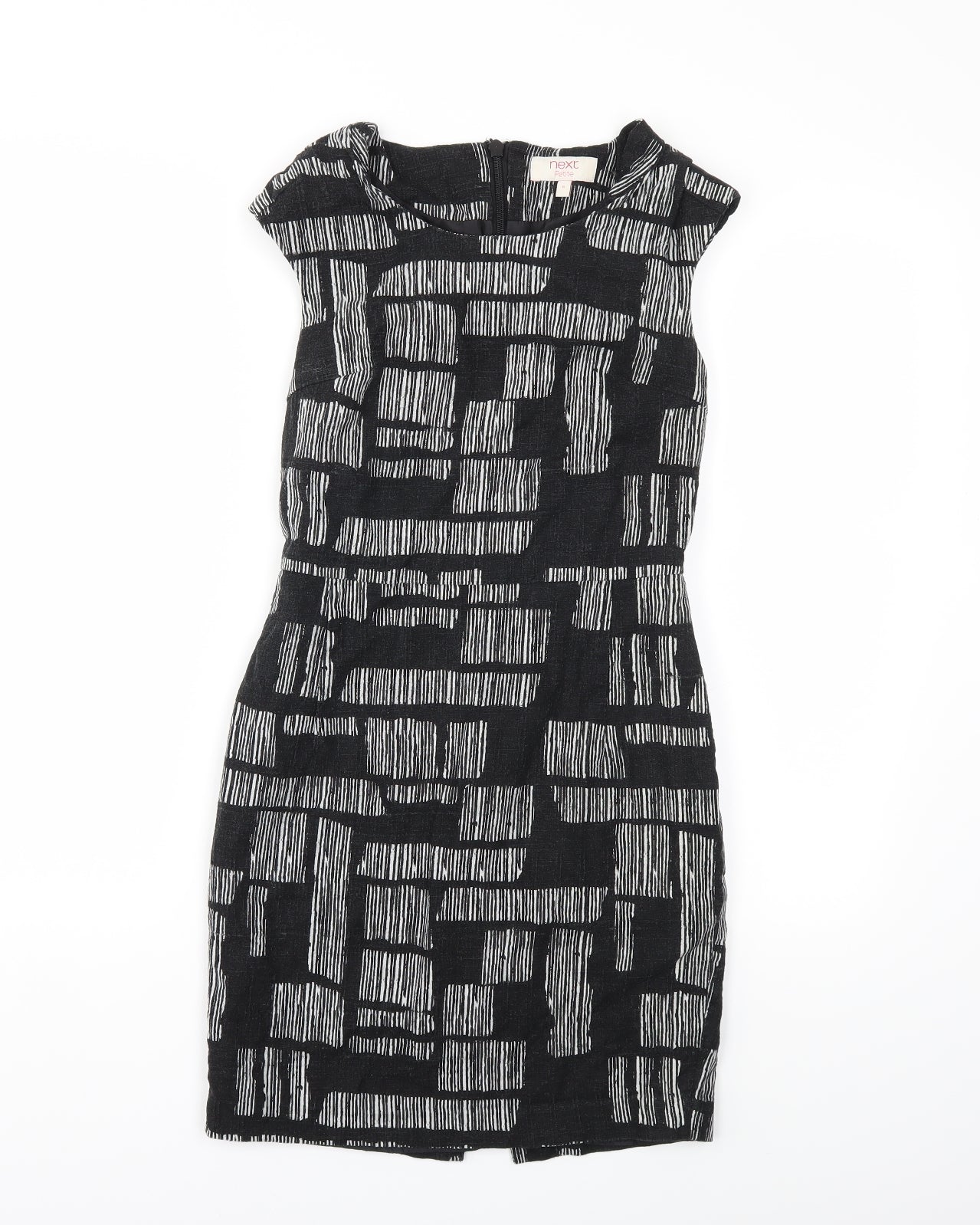 NEXT Womens Black Geometric  Pencil Dress  Size 8