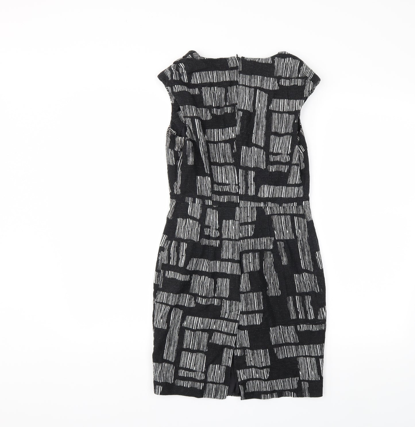 NEXT Womens Black Geometric  Pencil Dress  Size 8