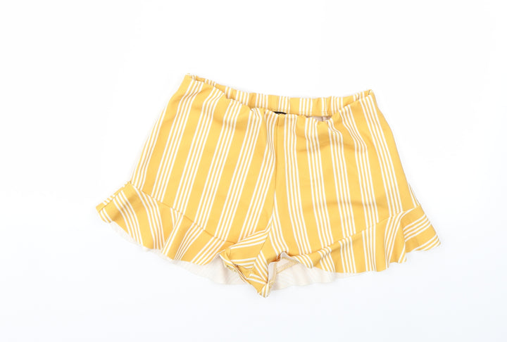 New Look Girls Yellow Striped Bermuda Shorts Size 10 Years