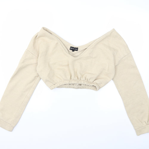 PRETTYLITTLETHING Womens Beige   Pullover Sweatshirt Size S
