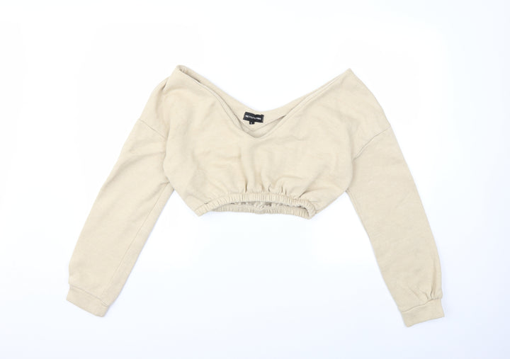 PRETTYLITTLETHING Womens Beige   Pullover Sweatshirt Size S