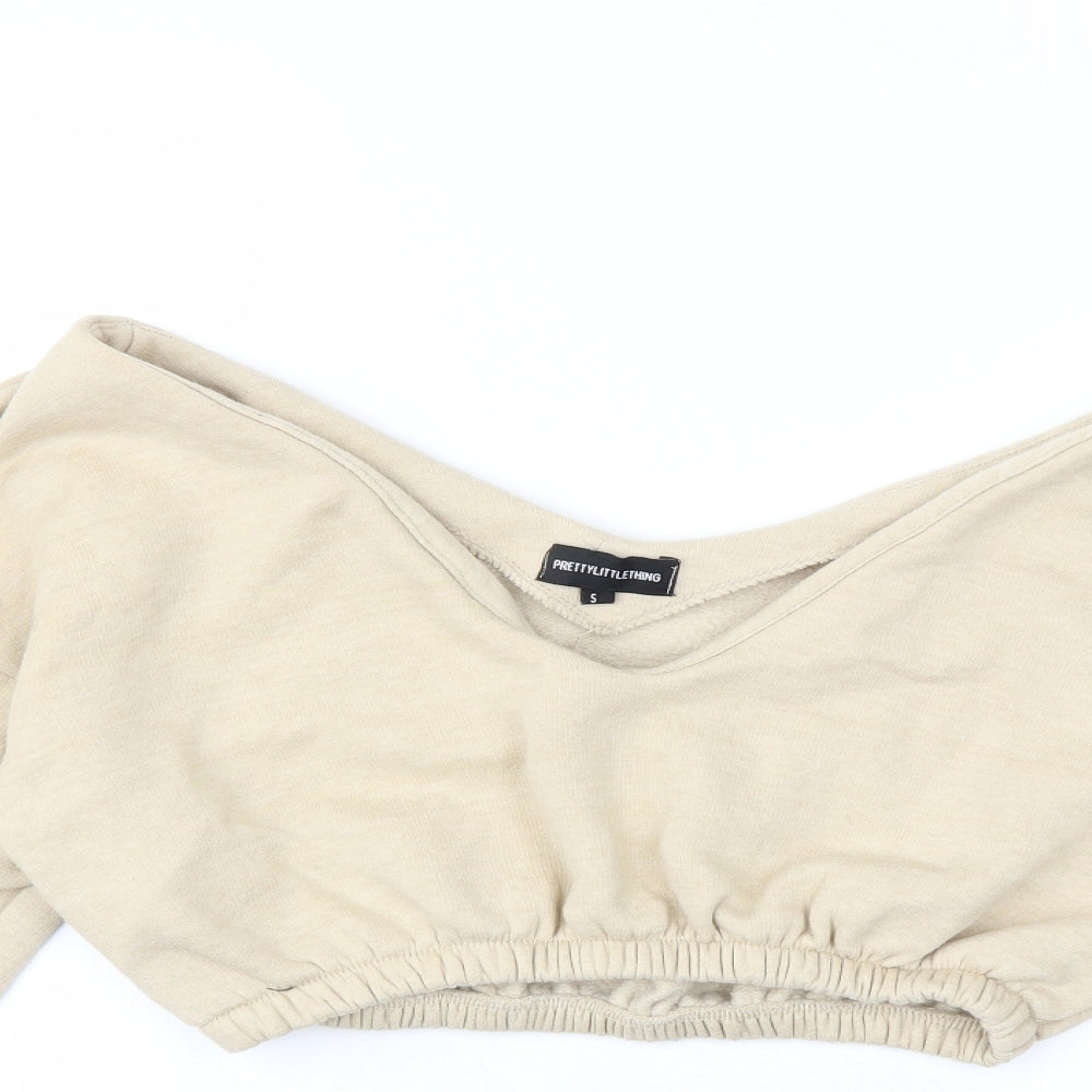 PRETTYLITTLETHING Womens Beige   Pullover Sweatshirt Size S