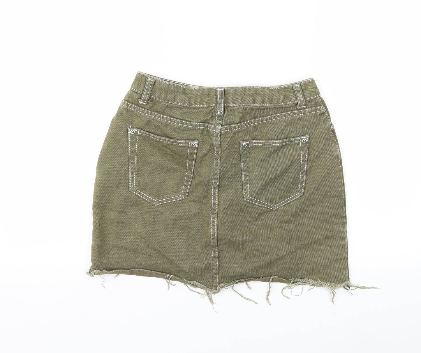 PRETTYLITTLETHING Womens Green  Denim Mini Skirt Size 10