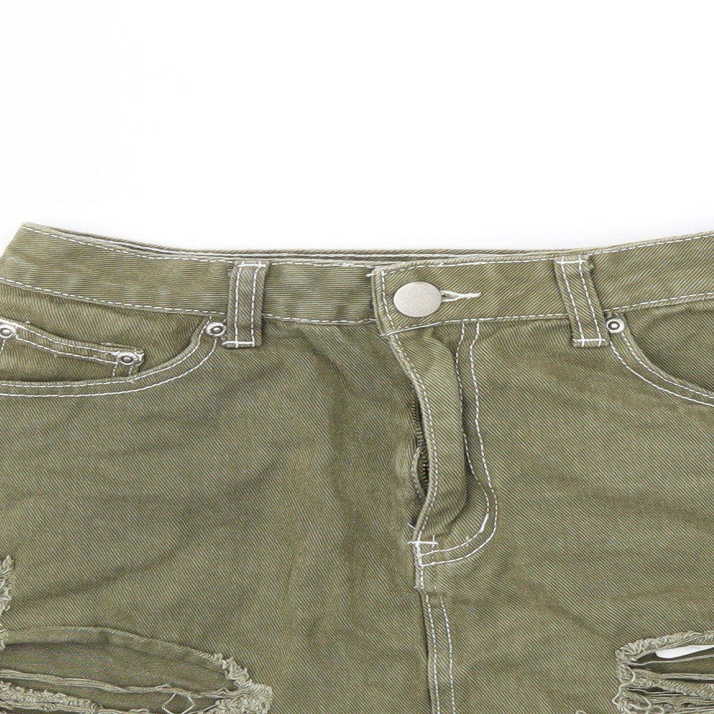 PRETTYLITTLETHING Womens Green  Denim Mini Skirt Size 10