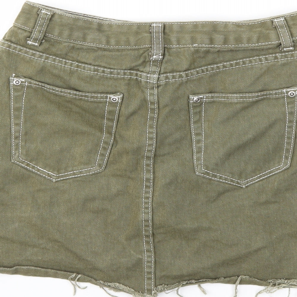 PRETTYLITTLETHING Womens Green  Denim Mini Skirt Size 10