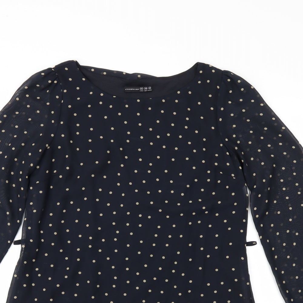 Atmosphere Womens Blue Polka Dot  A-Line  Size 10