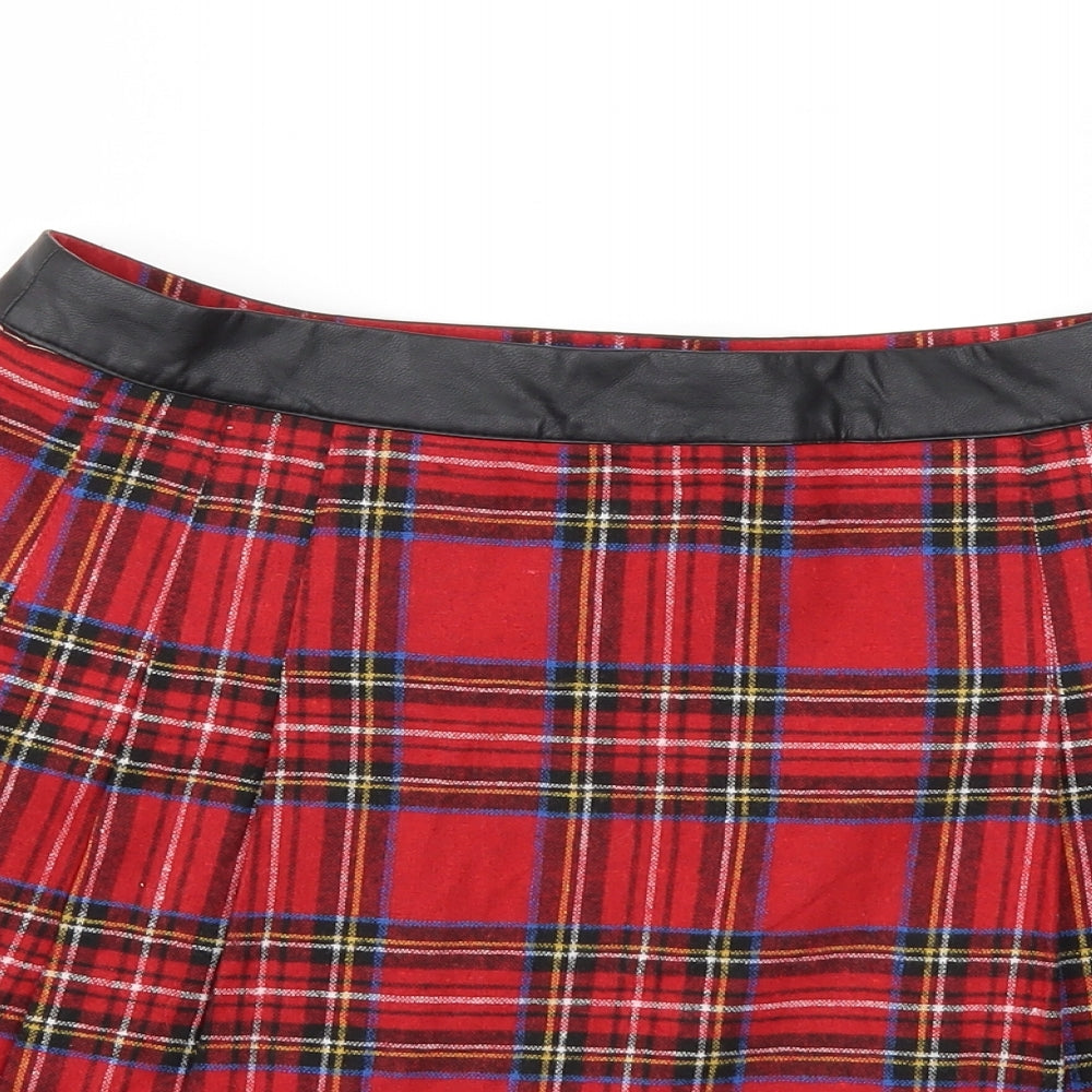 Atmosphere Womens Red Check  Pleated Skirt Size 10
