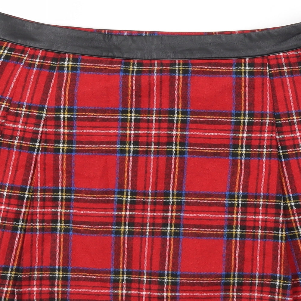 Atmosphere Womens Red Check  Pleated Skirt Size 10