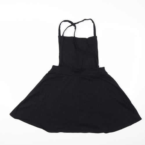 Boohoo Womens Black   Pinafore/Dungaree Dress  Size 18